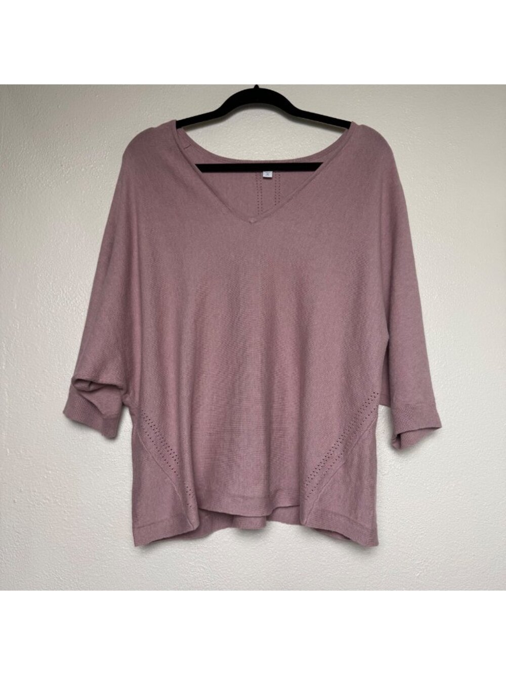 J. Jill Dusty Rose Relaxed Fit 3/4 Length Sleeve V-Neck Top Size XL